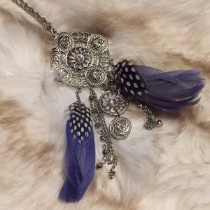 Dreamcatcher Feather Jeweled Long Necklace